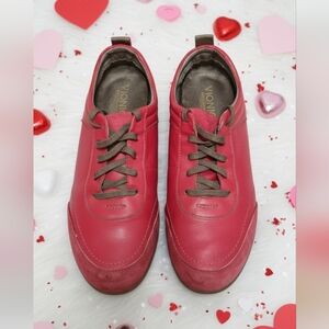 Vionic Orthaheel Tahoe Red Brown Leather Sneaker Women's 9 Suede Willa